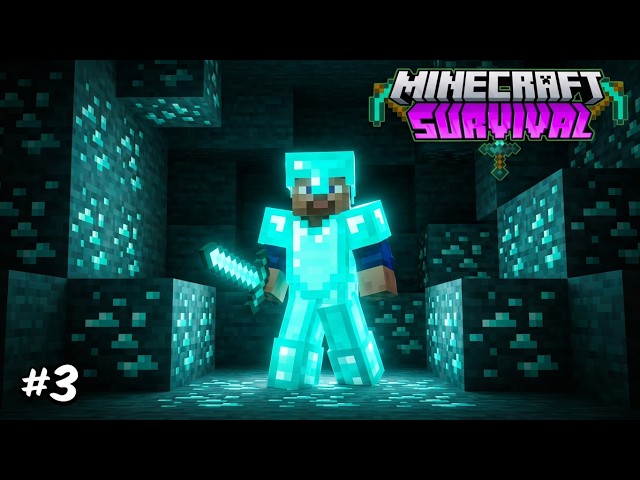 Finally Got Full Diamond Armor! 💎| MINECRAFT SURVIVAL #3 | [Hindi]