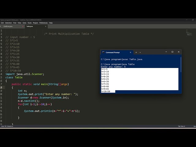 program to print multiplication table | java programming
