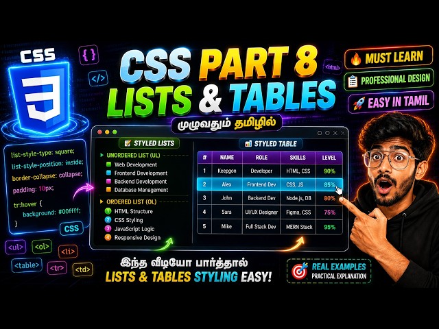 CSS Part 8 Tamil || List & Table Styling Explained || #trending #keepgon #css #webdevelopment