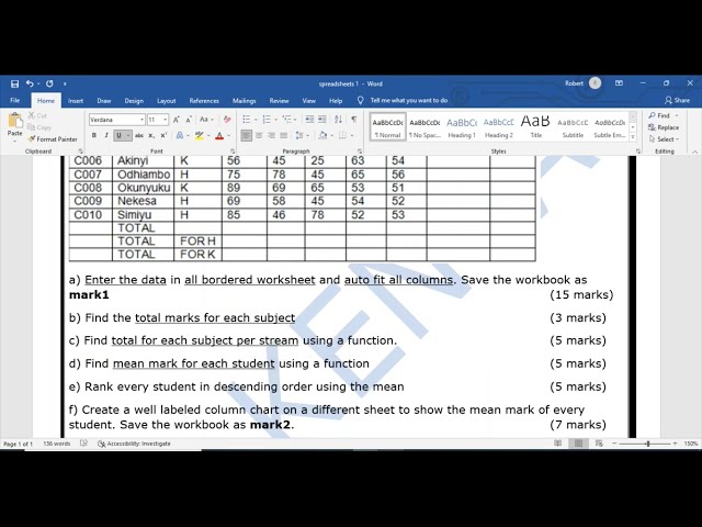 Spreadsheets Practical Episode 5 | Ms Excel | Mark 1Workbook