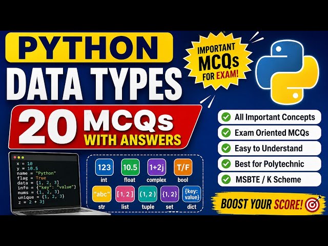 🔥 Top 20 Python Data Types MCQs with Answers | Python Exam & Interview Questions | Learn With SRP ⭐