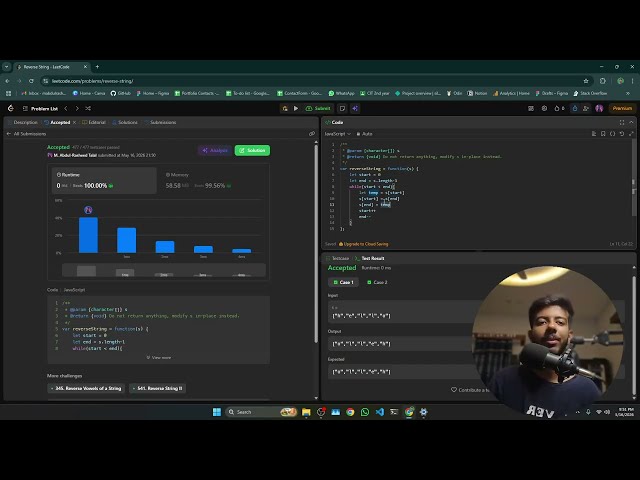LeetCode 344 | Reverse String in JavaScript (Solved Step by Step) – Array & String Tutorial
