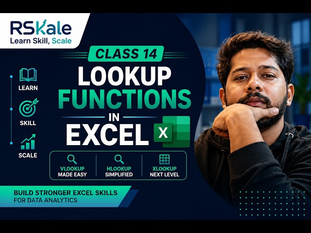 Lookup Functions in Excel | VLOOKUP, HLOOKUP & XLOOKUP Explained | Class 14 | RSkale