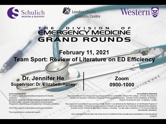 Dr. Jennifer He: Literature Review on ED Efficiency