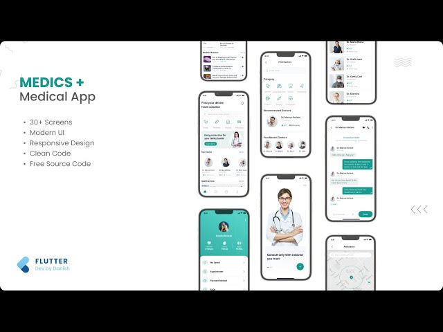 Medical Application in Flutter 30+ Screens | Free Source Code | #devbyDanish