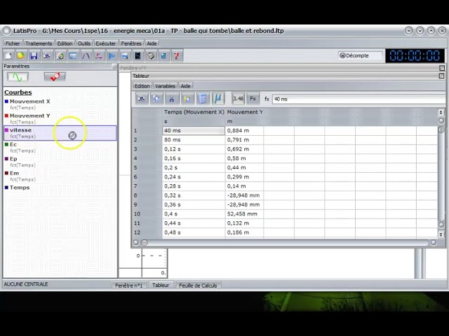 LatisPro - Feuille de calcul et vitesse