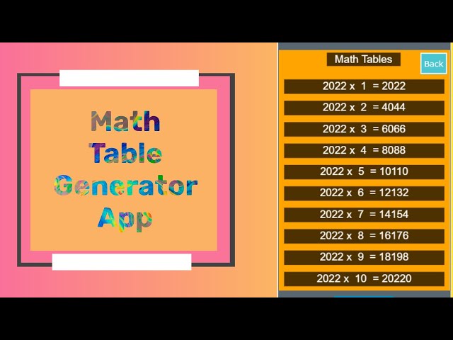Math Table Generator App on code.org (App Lab)