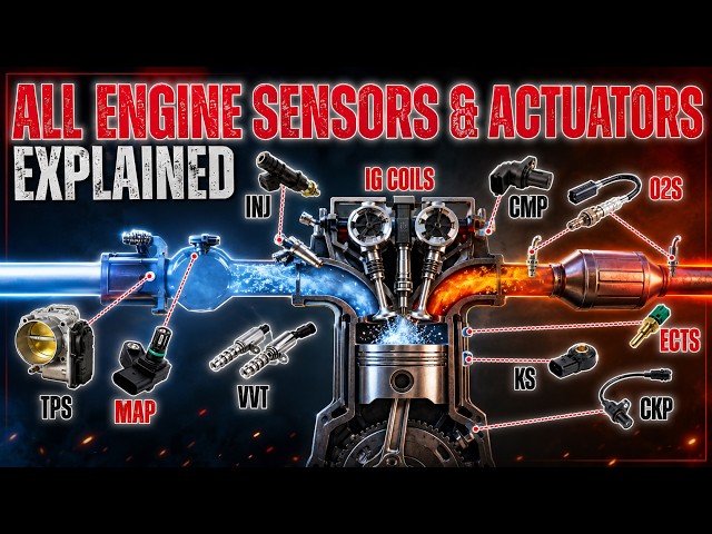 All Engine Sensors & Actuators Explained | MAP, TPS, APS, CMP, CKP, O2S | Diagram & Diagnostic