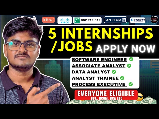 5 Internship Opportunities | Everyone Eligible | Cisco | Cognizant | Data Analyst | Multi Atoms