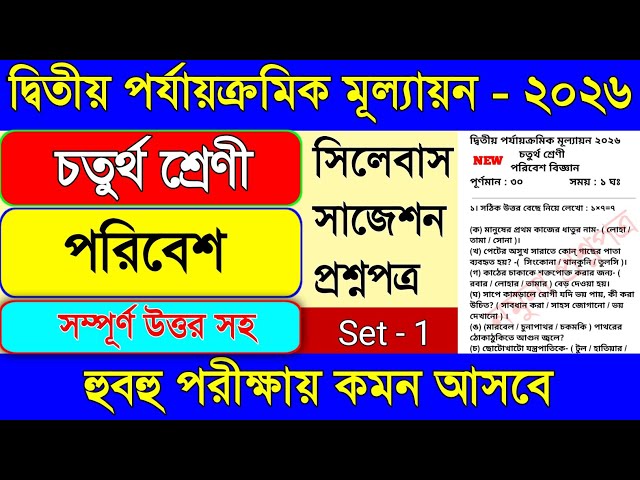 Class 4 Environmental Science 2nd Unit Test 2026 || Class 4 Environmental Science Second Unit Tes...