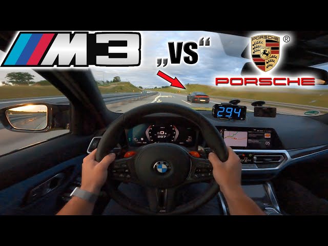 Crazy 2021 M3 Competition meets Porsche 992 and Macan Turbo on German Autobahn✔