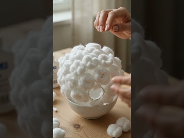 Cotton Balls turned Into a Luxury Snow Globe Lamp #DIYLamp #LampDIY #CottonBallDIY