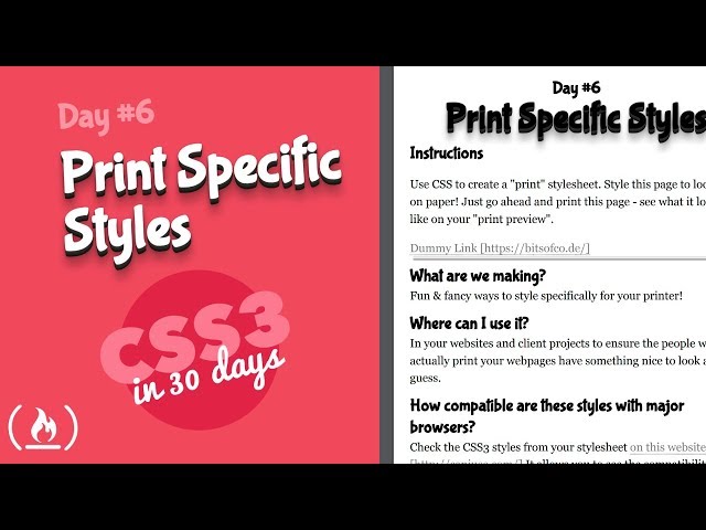 Print Styles: CSS Tutorial (Day 6 of CSS3 in 30 Days)