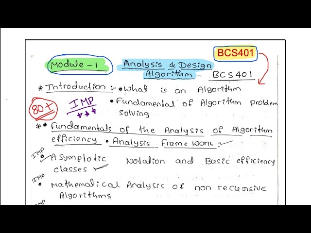 ADA Module 1 BCS401 | Important Concepts & Overview | Analysis & Design of Algorithms #bcs401 #vtu