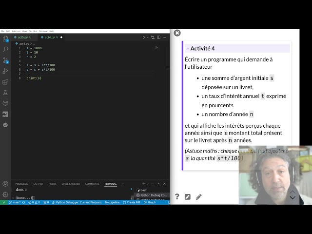 Python - boucle FOR - Taux d'intérêt