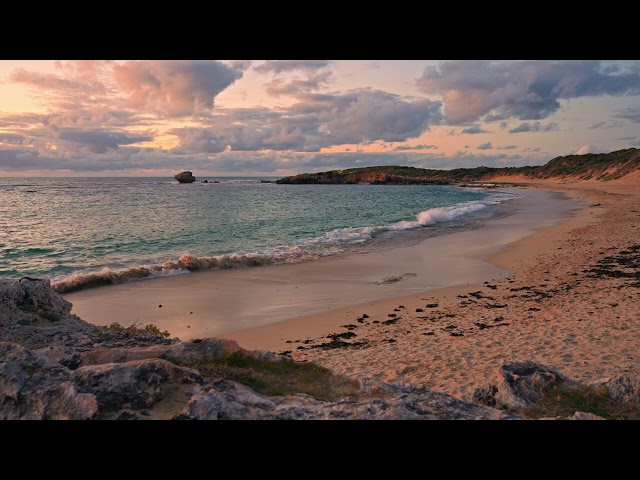 Turquoise Beach Sunset with Calming Ocean Waves | Relaxing ASMR for Deep Sleep | 3H in 4K