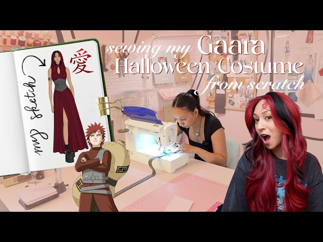 sewing my Gaara Halloween Costume from SCRATCH🎃 (Naruto Cosplay🍥)