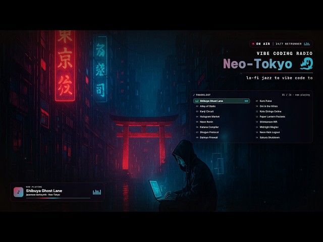 Neo-Tokyo Netrunner 🐉 japanese darksynth to code & hack to [46 min]