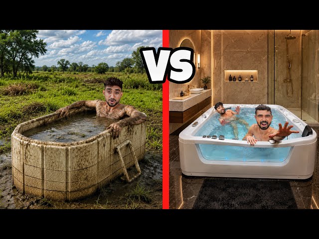 Low Budget vs High Budget Bathtub Overnight Survival Challenge