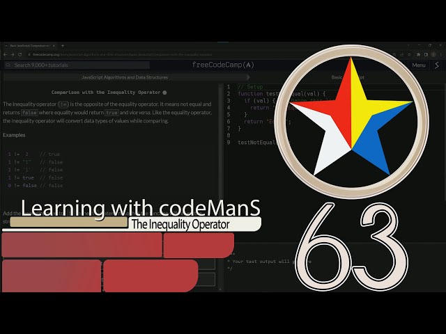 JavaScript Basic 63: Comparison with the Inequality Operator | FreeCodeCamp