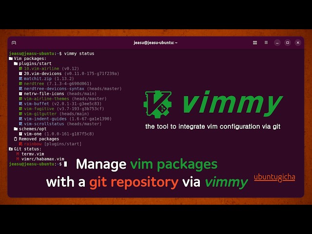 Manage vim packages with a git repository via vimmy