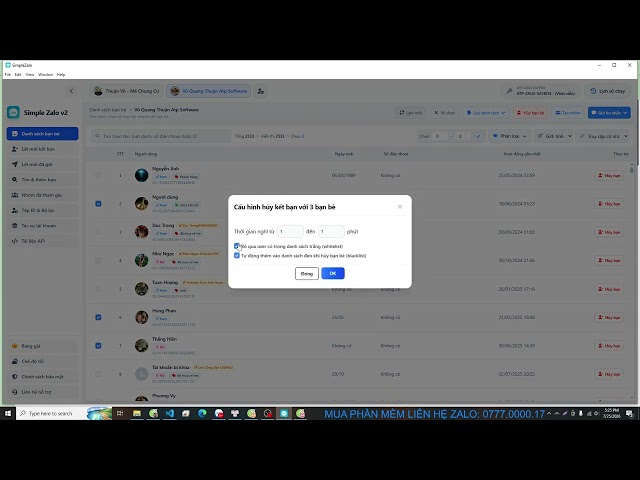 03. Automatically Filter and Remove Friends on Simple Zalo V3 | ATP Software