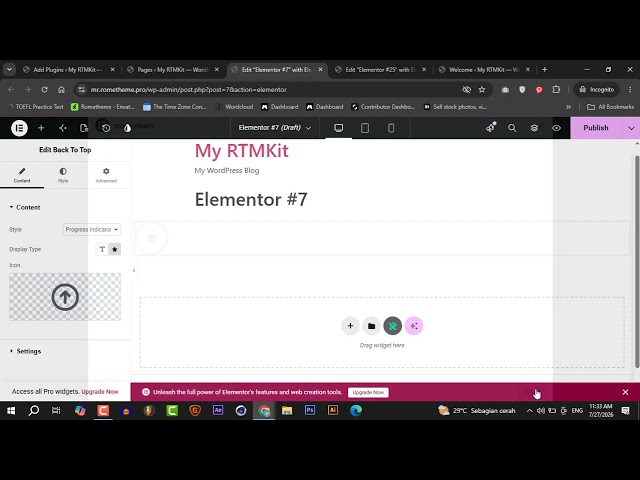 How to create Back to top in Elementor with RTMKIT plugin