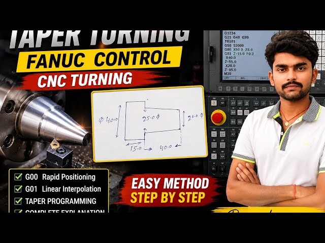 Taper Turning Programming on Fanuc Control (Manual)