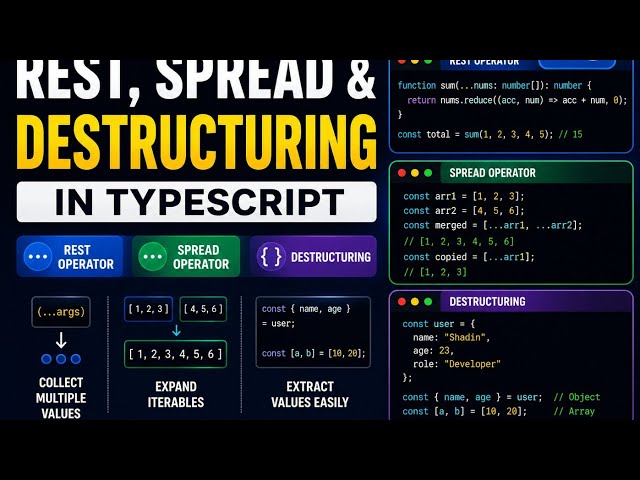 TypeScript Bangla Tutorial | Rest Operator, Spread Operator & Destructuring #7 