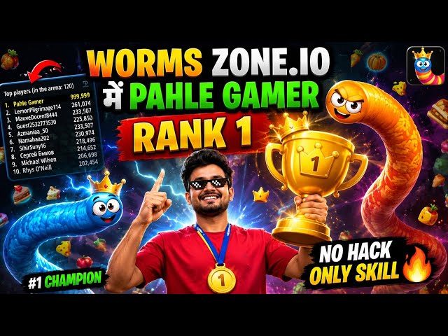 DAY 27/100🔥 Worms Zone.io में पहली बार RANK 1 🥇😱 | 394,528 Score 🔥 | Epic Gameplay