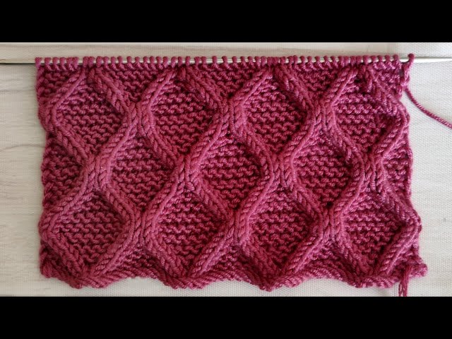 Diamond Cable Knitting Pattern (English Subtitles)