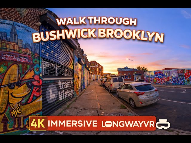 Bushwick Twilight Walk 🇺🇸 | Brooklyn Backstreets & Graffiti | VR180 8K | Summer City Ambience