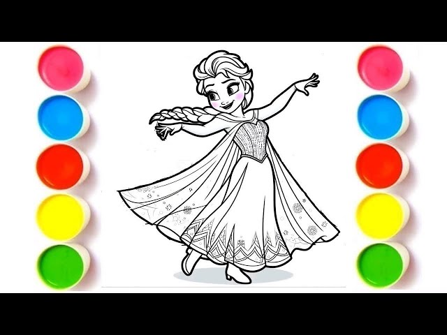 Cute Little Princess Elsa Drawing and Coloring Page | How to Draw Elsa from Frozen | Frozen Drawing 