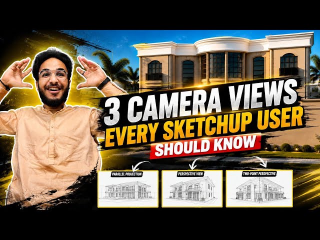 3 Camera Views in SketchUp | Perspective, Parallel Projection & Two-Point Perspective #viral #3d 