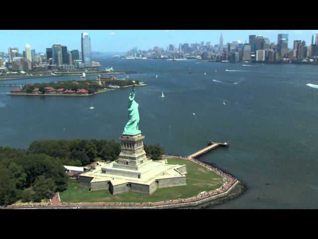 Stock Footage Clip of the Statue of Liberty - Aerial Video