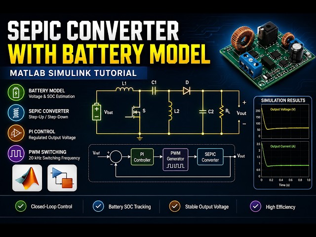 🔋 Master Closed-Loop SEPIC Converters with Custom Battery Modeling in Simulink!