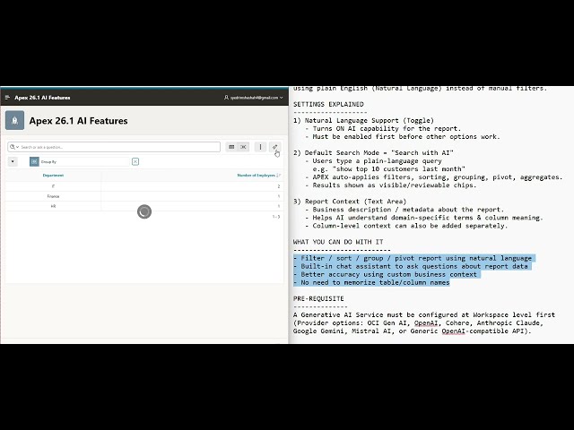 Oracle APEX 26.1 New Feature | Generative AI for Interactive Reports