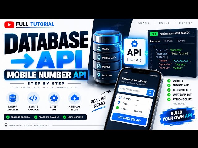 How to Create Your Own Mobile Number API from a Database? | Complete API Setup + Live Demo | Step...