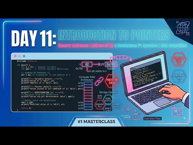 Day 11: Introduction to C Pointers – Demystifying RAM, Memory Addresses, and Pointer Operators