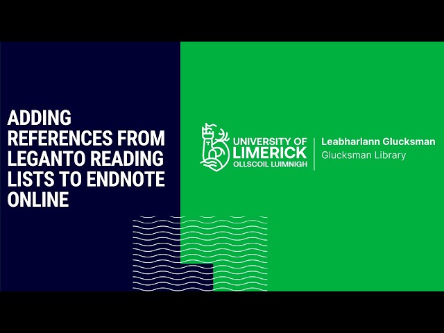 Adding References from Leganto Reading Lists to  EndNote Online