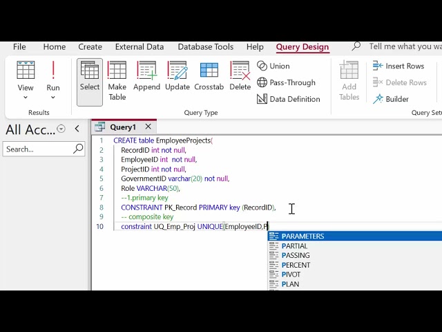 Primary key composite key and alternate key in Microsoft Access SQL#coding #sqlforbeginners