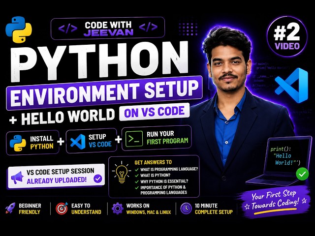 Python Environment Setup for Beginners | Install Python + VS Code + First Program (2026)