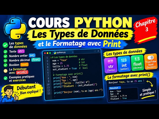 APPRENDRE PYTHON DE ZERO A PRO #3 -Types de Données et Formatages( 1-2)