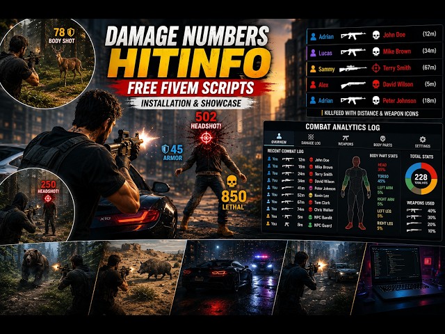 DAMAGE NUMBERS HITINFO | FREE FiveM Script | Installation & Showcase