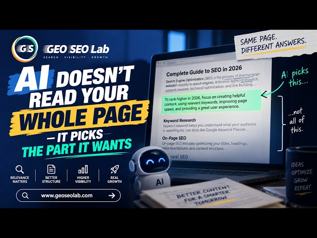 AI DOESN’T READ YOUR WHOLE PAGE — IT PICKS THE PART IT WANTS 👀 | SEO 2026