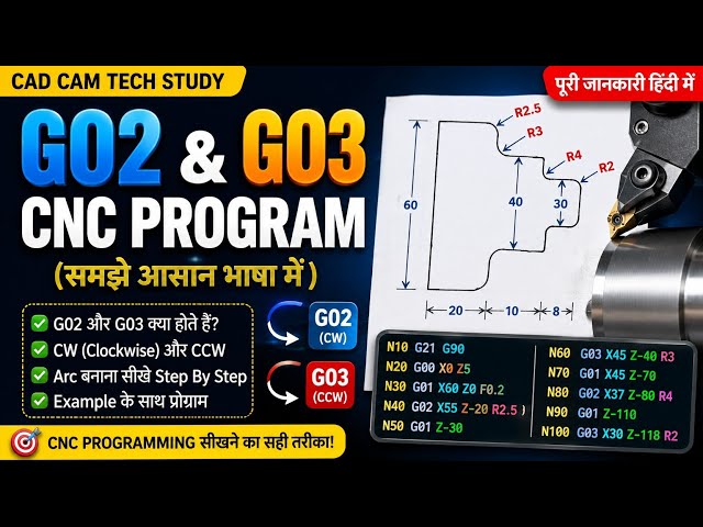Complete Guide to G02 & G03 CNC Programming | How Do G02 and G03 Work? | CNC Programming in Hindi