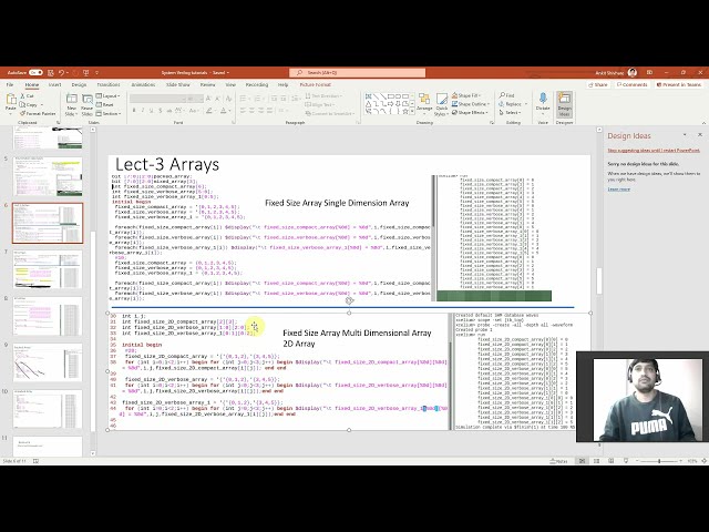 Lecture-3 Unpacked array(including 1D,2D,3D multidimension arrays), Packed array(contiguous array)