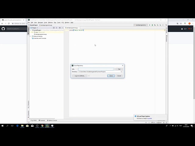 Een Python project clonen van GitHub in Pycharm