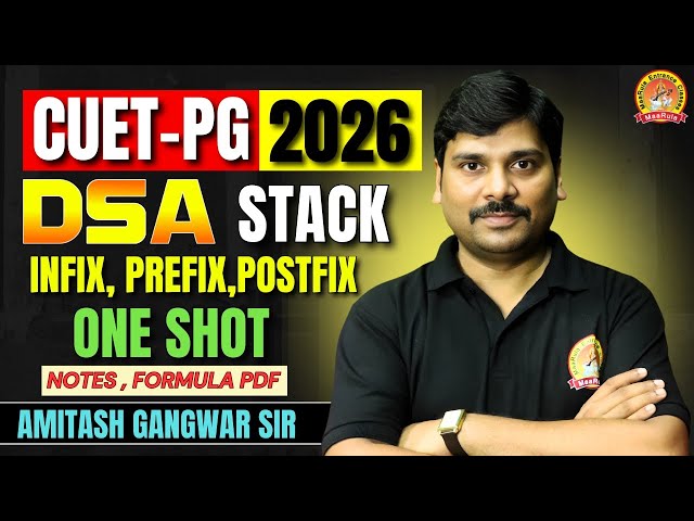 DATA STRUCTURE DSA | P-02 | DSA ONE SHOT CUET PG | STACK OPERATIONS #cuetpg #cuet #mca