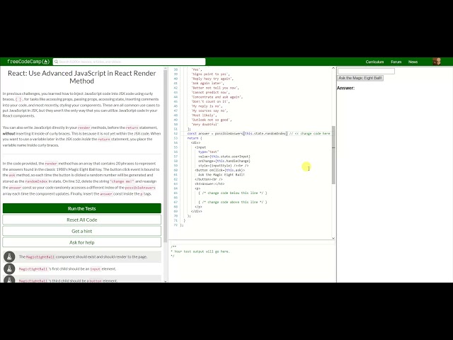 REACT: Use Advanced JavaScript in React Render Method (39)